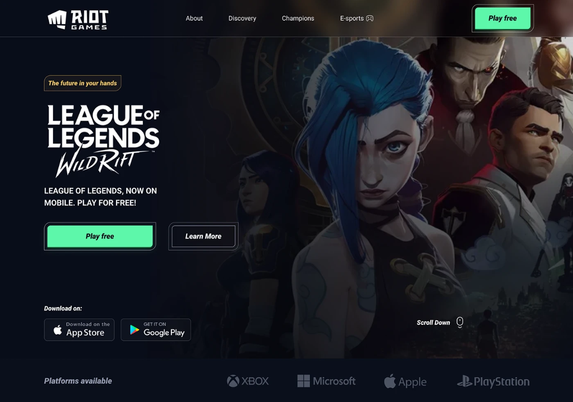 League of Legends Wild Rift Landing Page